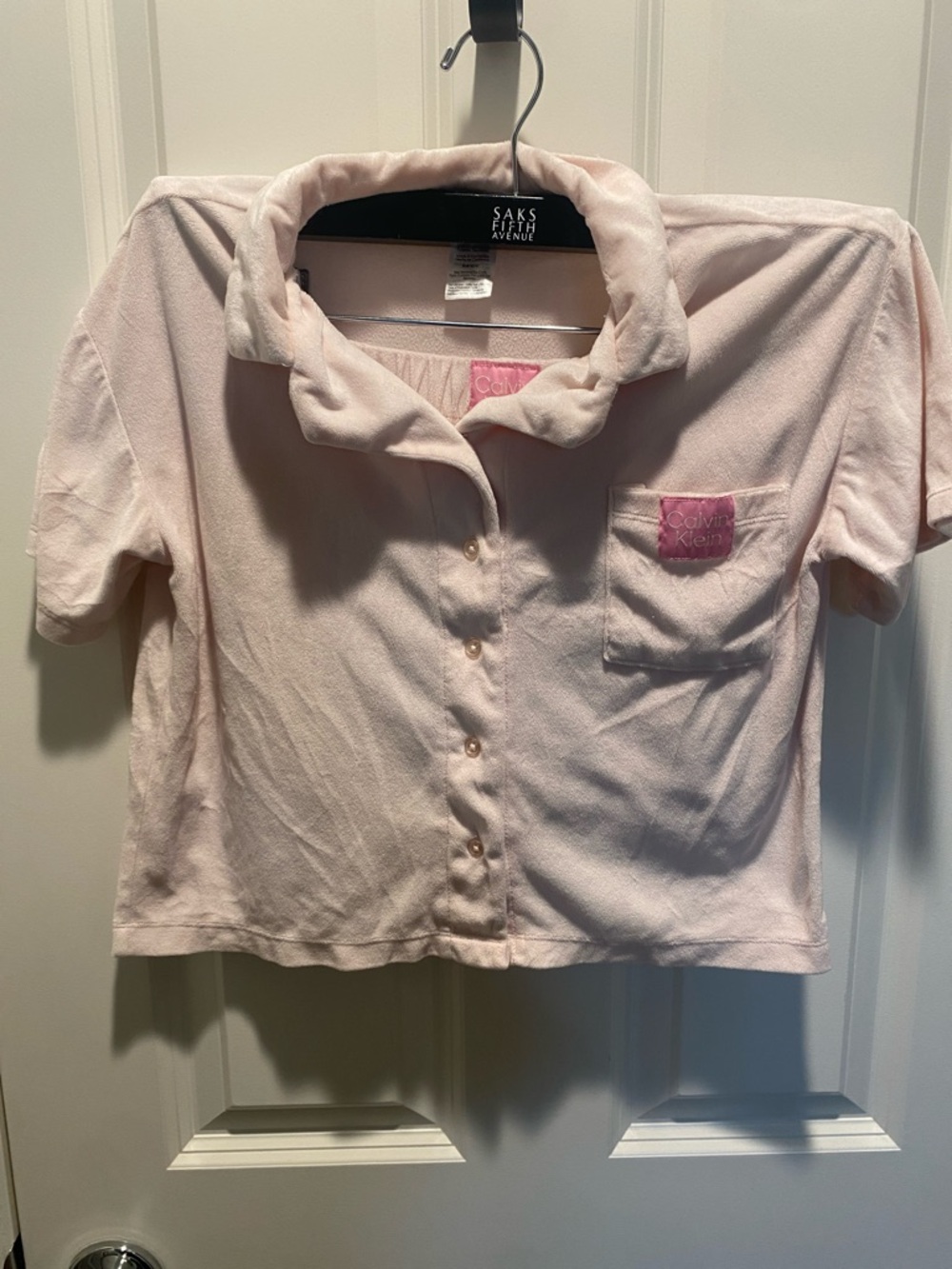 Calvin Klein Girls Light Pink Short Sleeve Button-Down PJ Set EUC